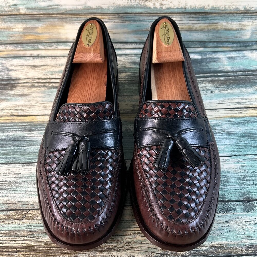 H.S Trask Woven Moc ToeTassel Loafers Size 10.5M Leather Moccasin Dress Shoes